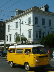 VW Bus at Corner of Haight and Ashbury, San Francisco, California