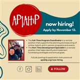 APIAHiP is hiring remote full-time Program Coordinator and part-time Development Specialist