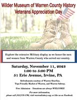 Veterans Appreciation Day @ The Wilder Museum of Warren County History