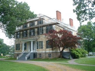 Main Street Canandaigua, NY - Granger Homestead Museum Carriage House (during revitalization project).