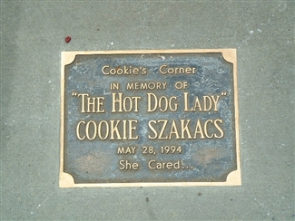 Memorial to "The Hot Dog Lady" at University of Oregon