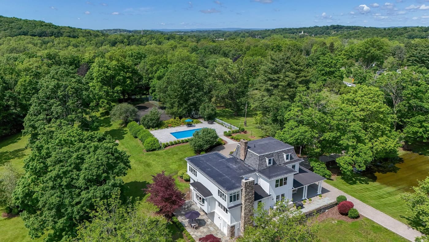 Exterior of "Twin Oaks," a masterfully restored c. 1860 Victorian Second Empire estate in Goshen, NY.