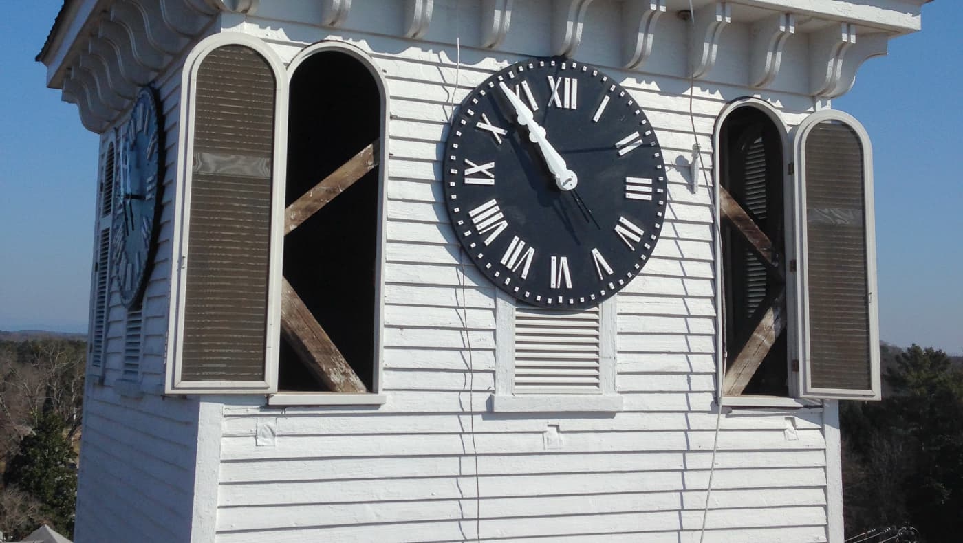 Clock Tower being restored by MoreSun Timber Frames.