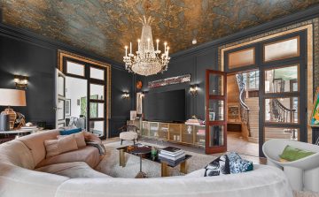 Living Room at The Louis Kamper Mansion in Indian Village, Detroit.