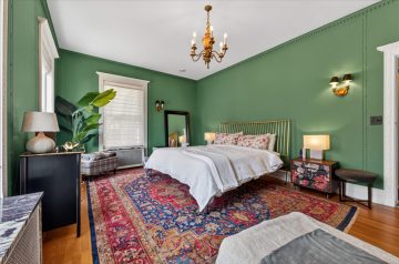 Bedroom at The Louis Kamper Mansion in Indian Village, Detroit.