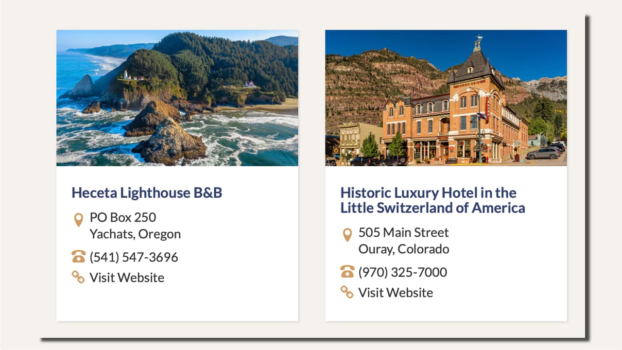 Traditional Listings in the Historic Lodging directory on PreservationDirectory.com