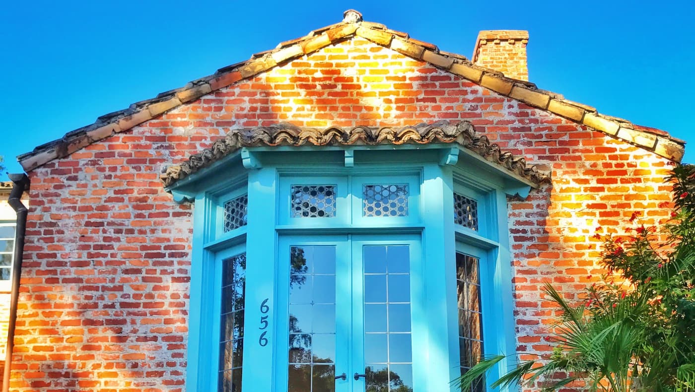 The doors of Casa Feliz, restoration work done by Austin Historical.