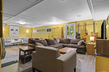 1938 Tudor Revival at 419 Lodges Lane, Elkins Park, Pennsylvania: finished basement family room